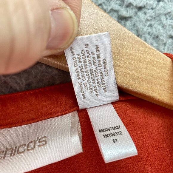 Chicos Jacket Womens 1 US 8 Orange Faux Suede Waterfall Open Front Casual Crop - Picture 6 of 9